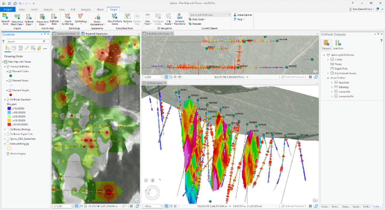 Surface geochemistry used to guide early exploration drilling Credit: Seequent