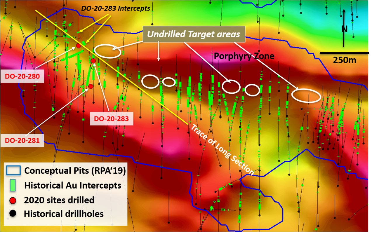 Porphyry zone drill plan Credit: Maple